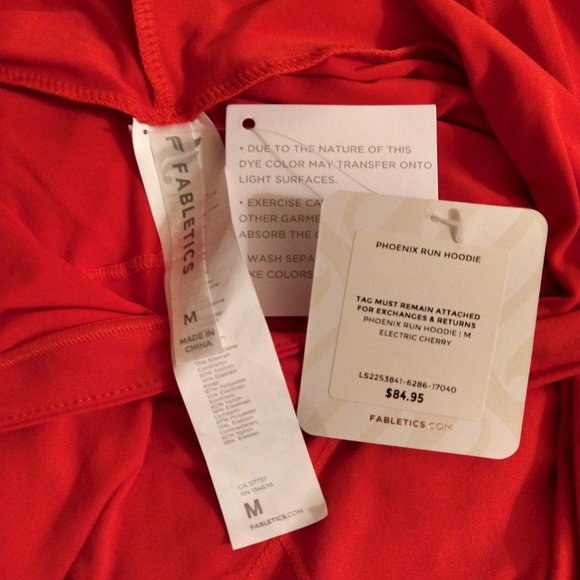 NWT! Fabletics Phoenix Run Electric Cherry Hoodie-Size M - Picture 12 of 12